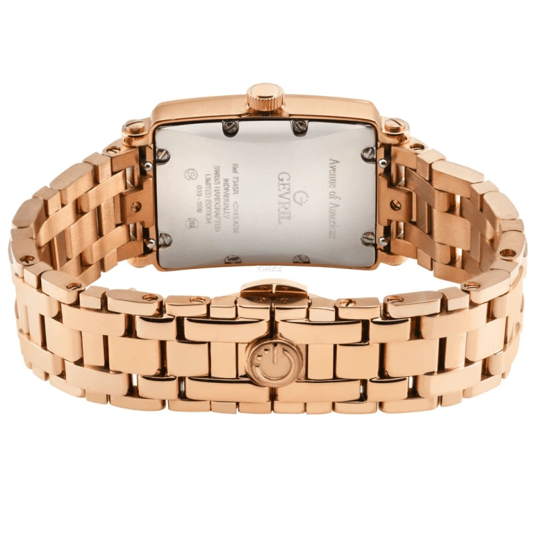 Gevril,Avenue of Americas 33x25mm,33x25mm,Stainless Steel,Pink,Quartz,Day,Sapphire,Crystal Glass,7345RB