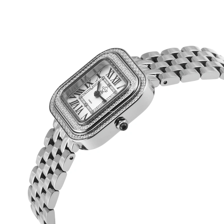 Gevril,Bellagio 30mm,30mm,Stainless Steel,Silver White,Silver,White,Quartz,Sapphire,Square,12130B