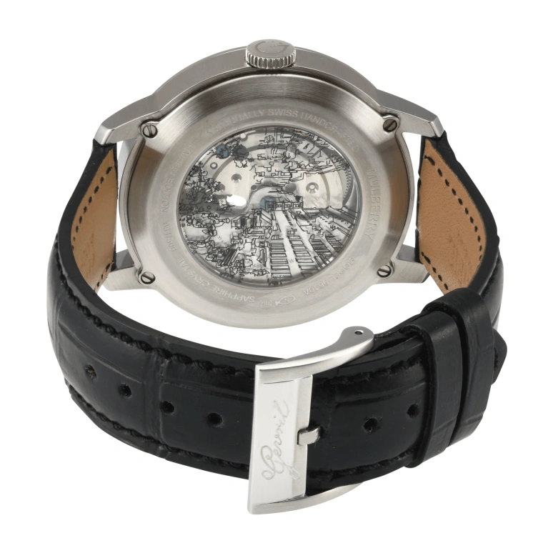 Gevril,Mulberry 42mm,42mm,Stainless Steel,Black,Automatic,Sapphire,Round,9610