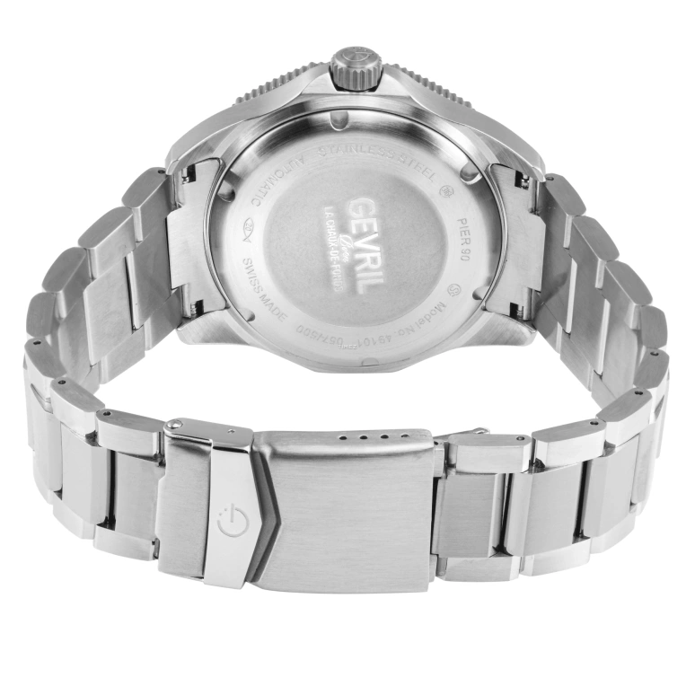 Gevril,Pier 90 42mm,42mm,Stainless Steel,Blue,Automatic,Day,38hours,49101