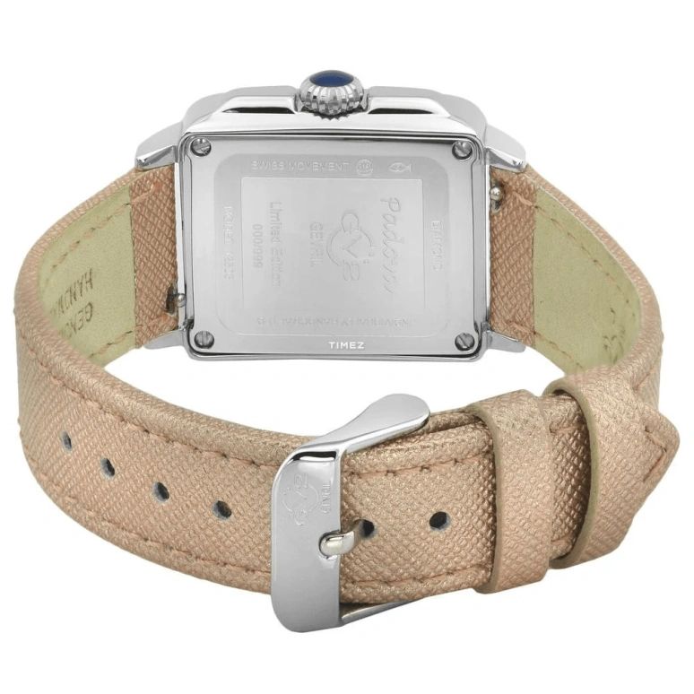 Gevril,Padova 27.50mm,27.50mm,Stainless Steel,White,Pink,Dual,Quartz,Sapphire,Rectangular,12302