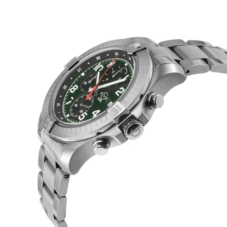 Gevril,T38 45mm,45mm,Stainless Steel,Green,Quartz,Chronograph,Day,42802B