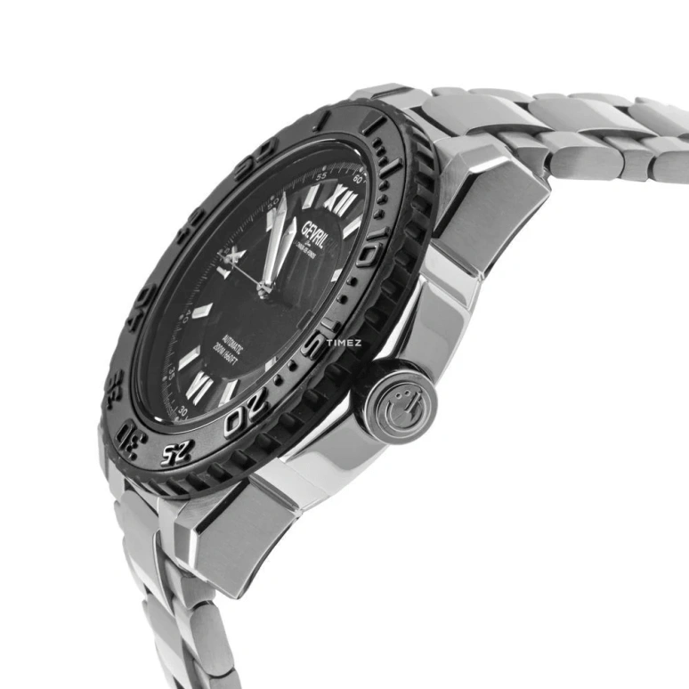 Gevril,Seacloud 45mm,45mm,Stainless Steel,Black,Automatic,Day,Sapphire,Crystal Glass,3124B