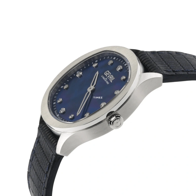 Gevril,Morcote 36mm,36mm,Stainless Steel,Blue,Quartz,Sapphire,Crystal Glass,Cushion,10043