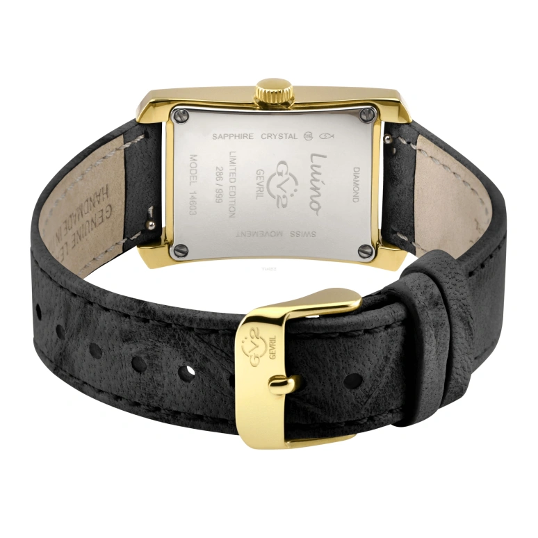 Gevril,Luino 29.50mm,29.50mm,Stainless Steel,Black,Quartz,Sapphire,Rectangular,14603