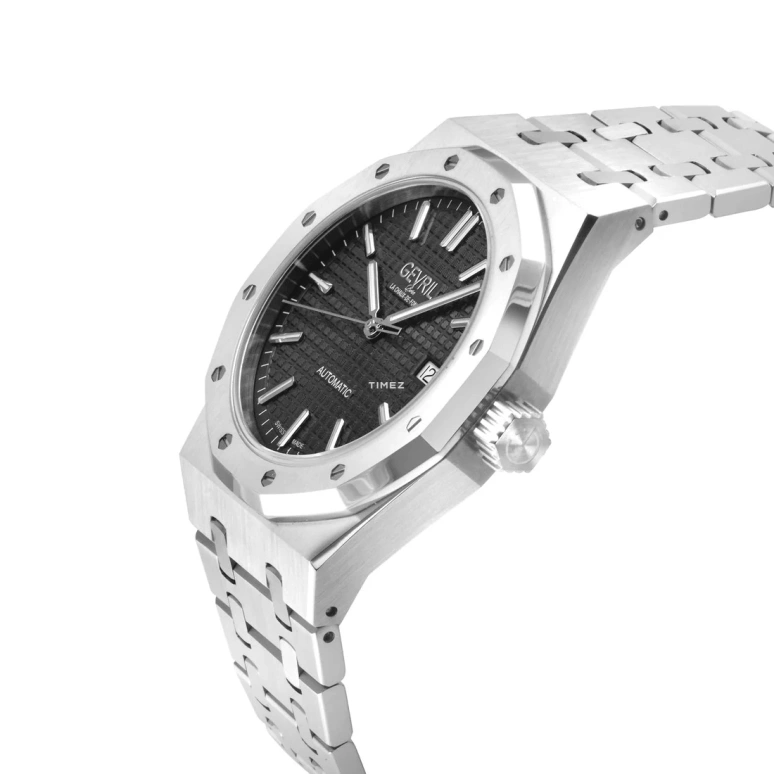 Gevril,Gotham 41mm,41mm,Stainless Steel,Black,Automatic,Day,38hours,49411B