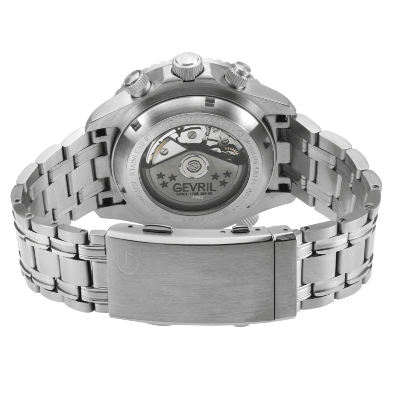 Gevril,Hudson Yards 43mm,43mm,Stainless Steel,Black,Automatic,Chronograph,Day,48814B