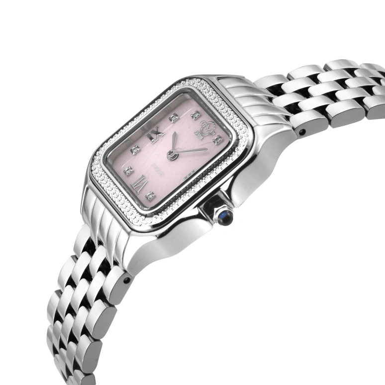 Gevril,Milan 27.50mm,27.50mm,Stainless Steel,Pink,Quartz,Sapphire,Square,121102B