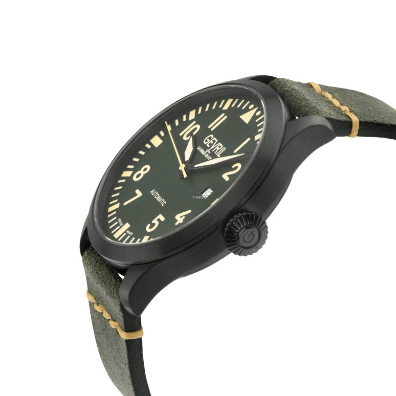 Gevril,Vaughn Pilot 44mm,44mm,Stainless Steel,Green,Automatic,Day,38hours,43506