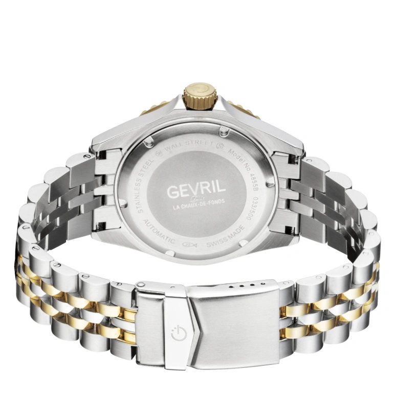 Gevril,Wall Street 43mm,43mm,Stainless Steel,Black,Automatic,Day,38hours,4855B