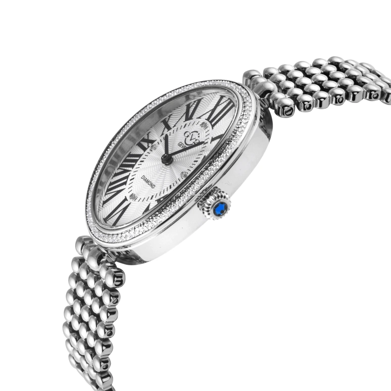 Gevril,Piazza Navona 29x38mm,29x38mm,Stainless Steel,Silver White,Quartz,Sapphire,Crystal Glass,Oval,14800B