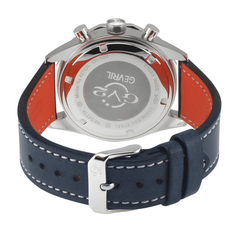 Gevril,Regatta 42mm,42mm,Stainless Steel,Blue,Quartz,Day,Tide,42702