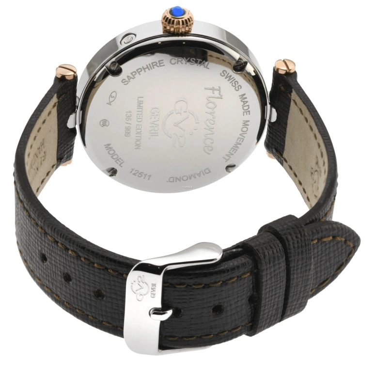 Gevril,Florence 36mm,36mm,Stainless Steel,Brown,Quartz,Moonphase,Date,Day,12511,12511.L