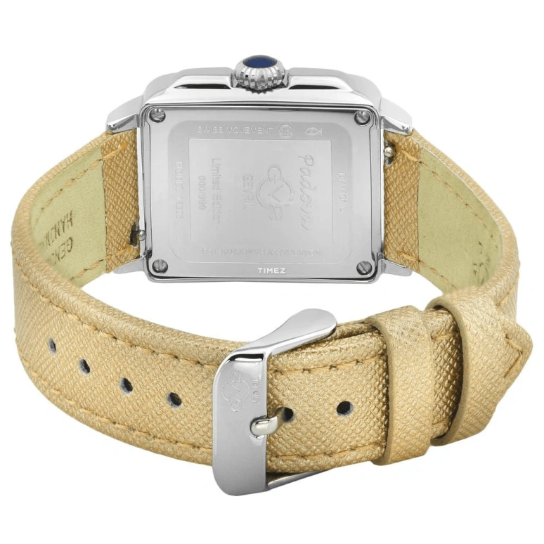 Gevril,Padova 27.50mm,27.50mm,Stainless Steel,White,Dual,Quartz,Sapphire,Rectangular,12304