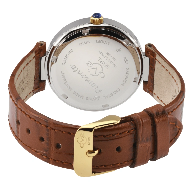 Gevril,Piemonte 36mm,36mm,Stainless Steel,White,Quartz,Sapphire,Crystal Glass,Round,14203,14203-4