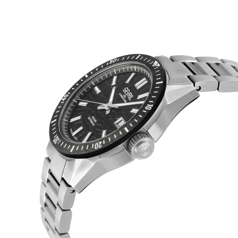 Gevril,Ascari 43mm,43mm,Stainless Steel,Black,Automatic,Day,Sapphire,48300BN