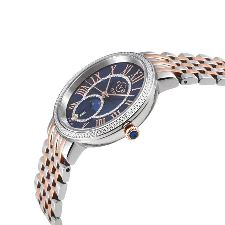 Gevril,Genoa 37mm,37mm,Stainless Steel,Blue,Quartz,Moonphase,Day,12549B