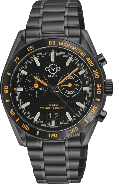 Gevril,Freccia 43mm,43mm,Stainless Steel,Grey,Quartz,Chronograph,Big Date,42902B
