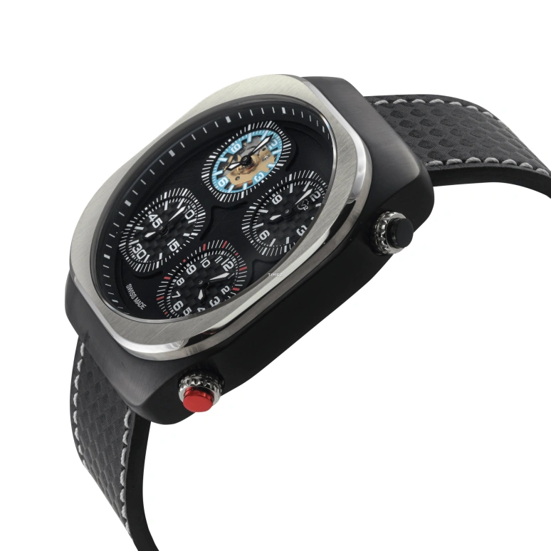 Gevril,GV2 Quattro Zone 46mm,46mm,Stainless Steel,Black,Quartz,World Time,Sapphire,43402