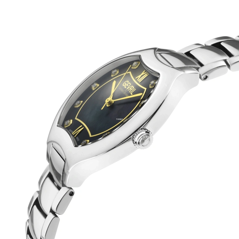 Gevril,Lugano 38mm,38mm,Stainless Steel,Black,Quartz,Sapphire,Tonneau,11047B