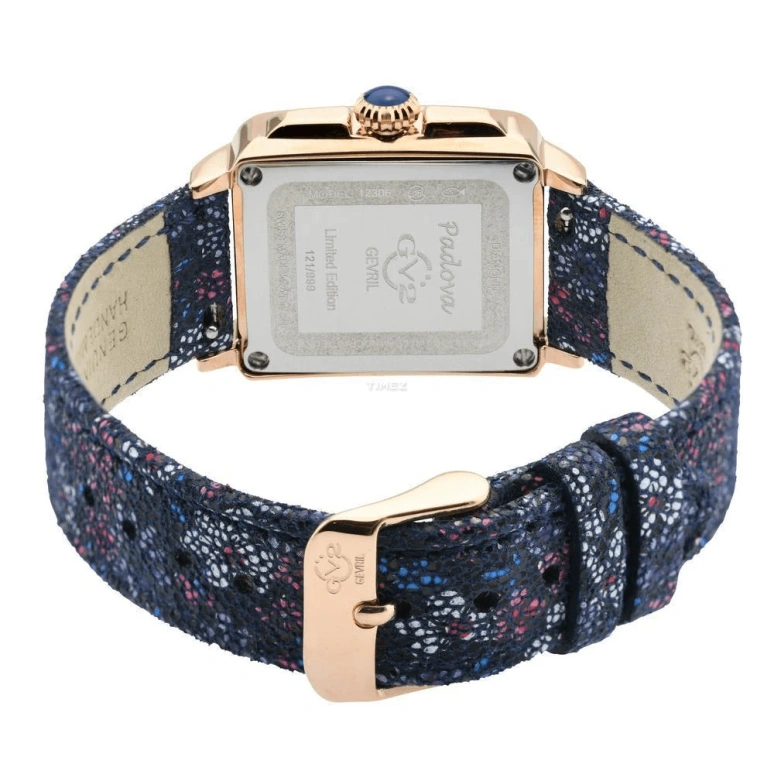 Gevril,Padova 27.50mm,27.50mm,Stainless Steel,Multi-Color,Blue,Quartz,Sapphire,Rectangular,12306F