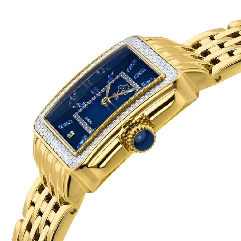 Gevril,Padova 28.50mm,28.50mm,Stainless Steel,Blue,Quartz,Sapphire,Rectangular,12333B