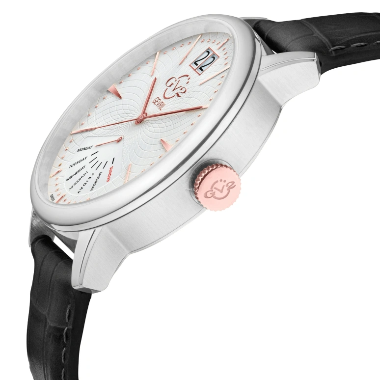 Gevril,Rovescio 42mm,42mm,Stainless Steel,White,Quartz,Date,Day,Retrograde,56202