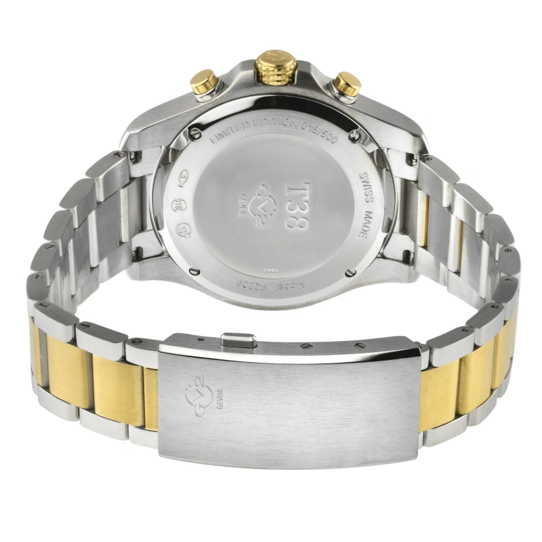 Gevril,T38 45mm,45mm,Stainless Steel,Grey,Quartz,Chronograph,Day,42804B
