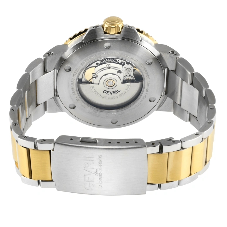 Gevril,Riverside 42mm,42mm,Stainless Steel,Blue,Automatic,Day,38hours,46700