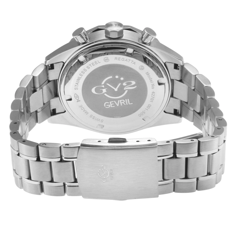 Gevril,Regatta 42mm,42mm,Stainless Steel,Blue,Quartz,Day,Tide,42702B