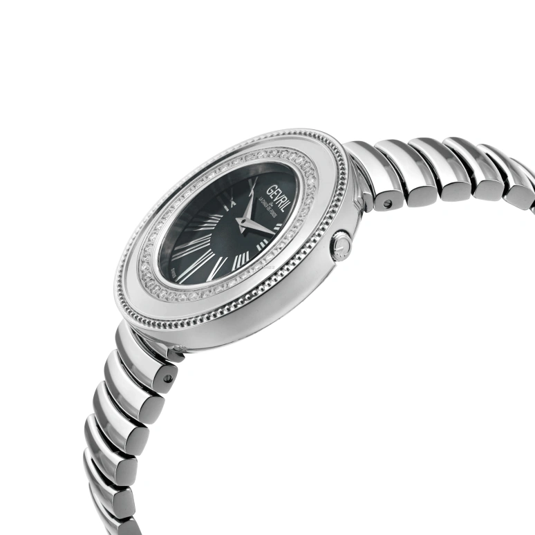 Gevril,Gandria 36mm,36mm,Stainless Steel,Black,Quartz,Sapphire,Round,12147B
