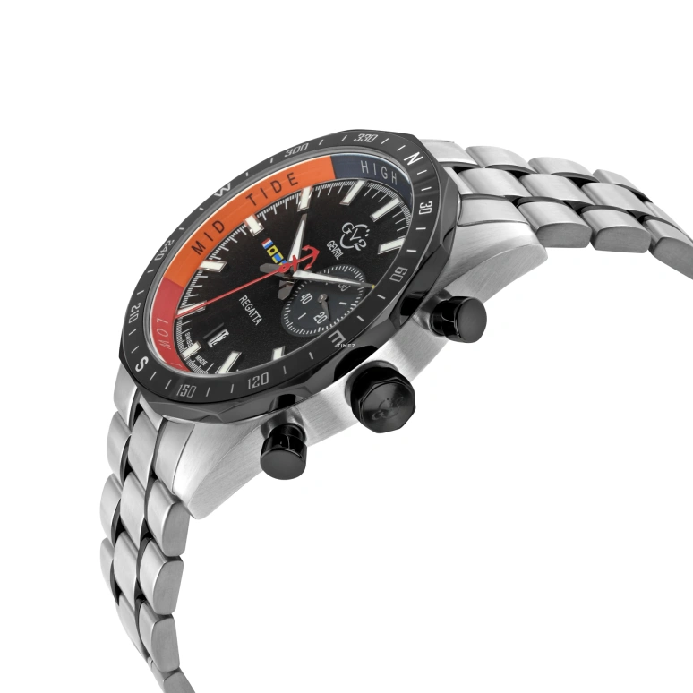 Gevril,Regatta 42mm,42mm,Stainless Steel,Black,Quartz,Day,Tide,42705B