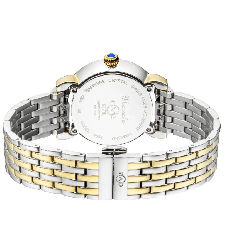 Gevril,Marsala 37mm,37mm,Stainless Steel,White,Quartz,Sapphire,Crystal Glass,Round,9854B