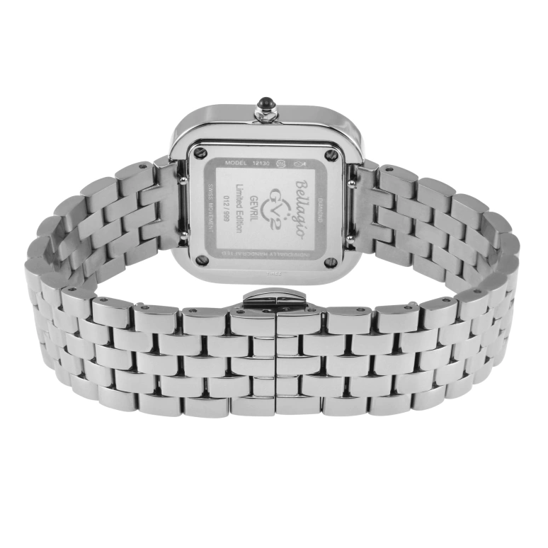 Gevril,Bellagio 30mm,30mm,Stainless Steel,Silver White,Silver,White,Quartz,Sapphire,Square,12130B