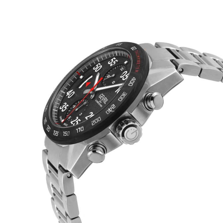 Gevril,Ascari 43mm,43mm,Stainless Steel,Black,Automatic,Chronograph,Day,48310B