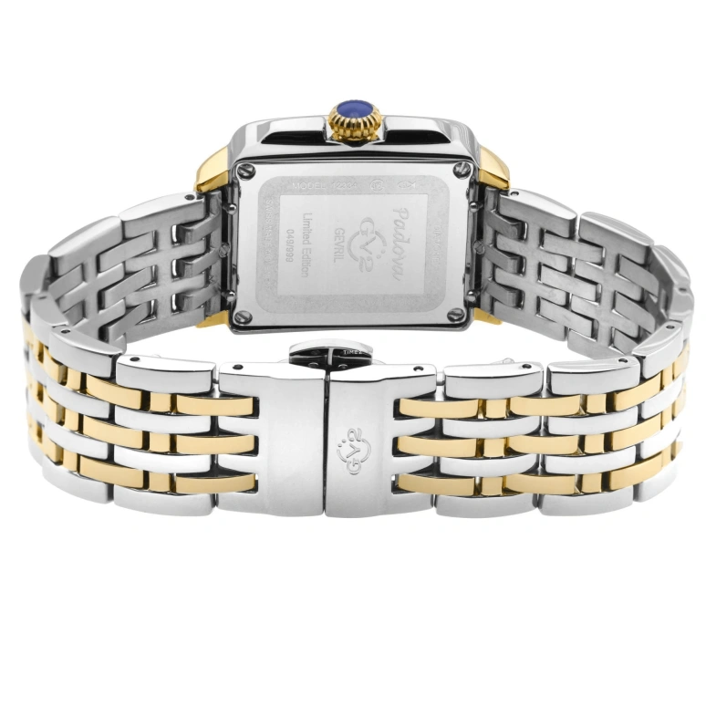 Gevril,Padova 28.50mm,28.50mm,Stainless Steel,Dual,Silver White,White,Quartz,Sapphire,Rectangular,12334B