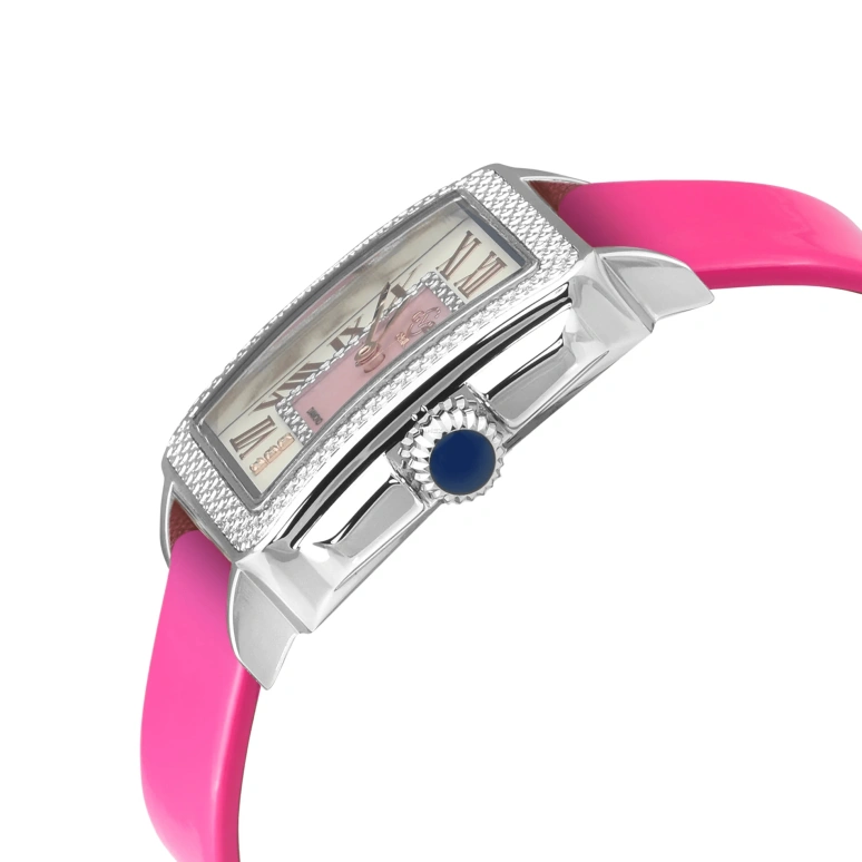Gevril,Padova 27mm,27mm,Stainless Steel,Dual,White,Pink,Quartz,Sapphire,Rectangular,12302,12302-8