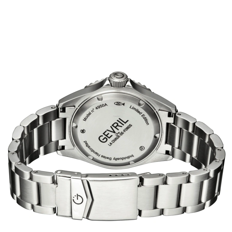 Gevril,Wall Street 43mm,43mm,Stainless Steel,Black,Automatic,Day,Dule Time,4955A