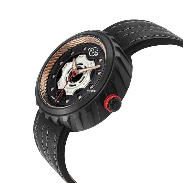 Gevril,Motorcycle 43mm,43mm,Stainless Steel,Black,White,Automatic,Day,38hours,13204