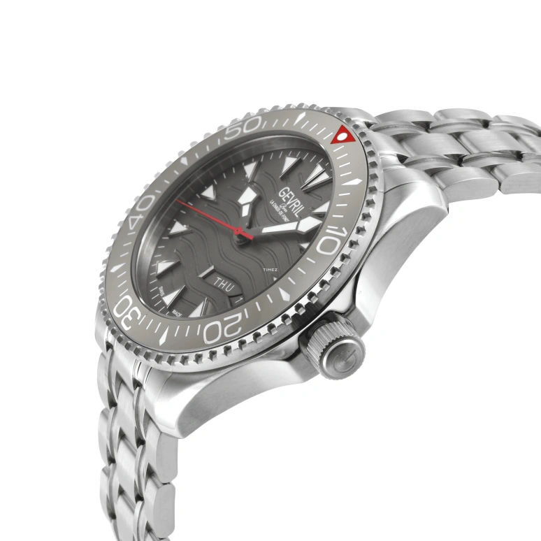 Gevril,Hudson Yards 43mm,43mm,Stainless Steel,Grey,Automatic,Date,Day,48834B