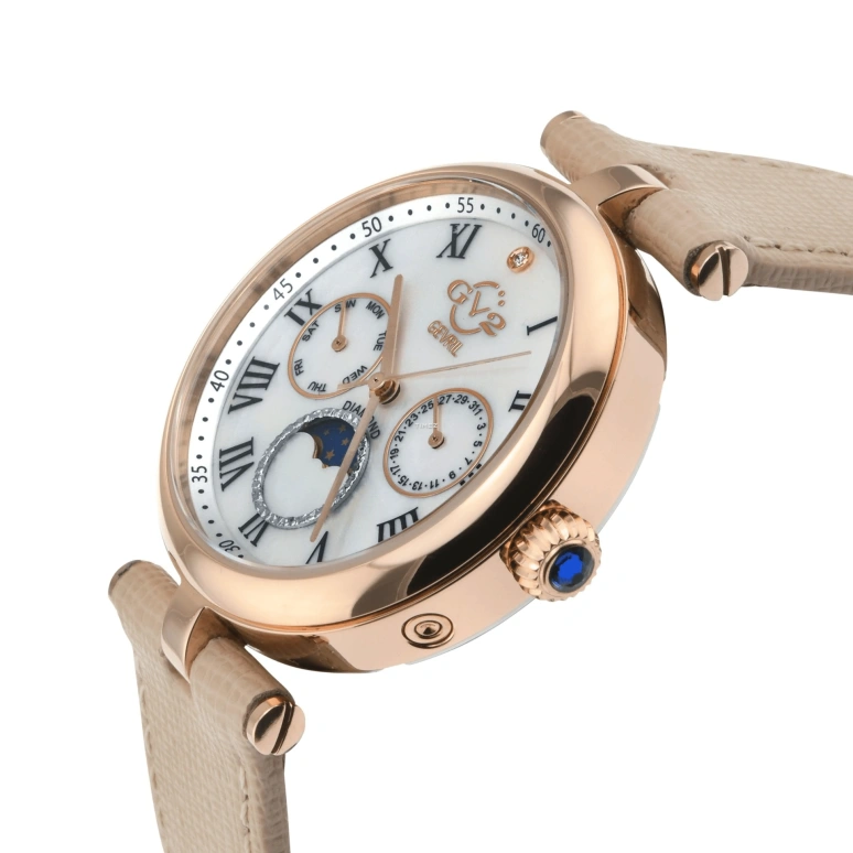 Gevril,Florence 36mm,36mm,Stainless Steel,White,Quartz,Moonphase,Month,Date,12514,12514.L