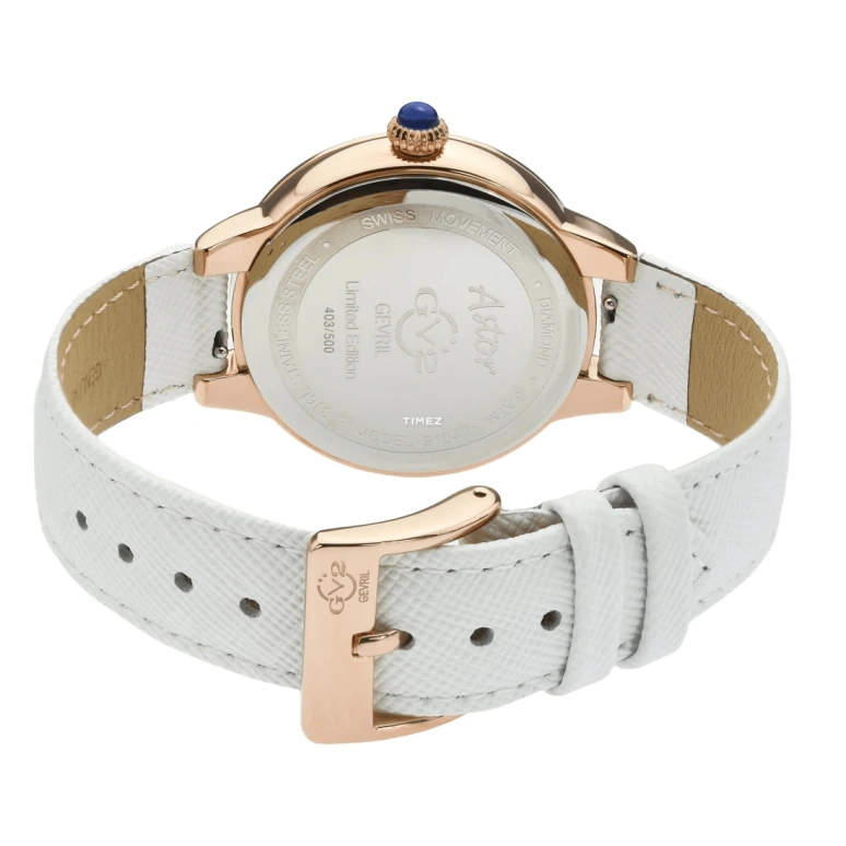 Gevril,Astor 40mm,40mm,Stainless Steel,White,Silver White,Quartz,Sapphire,Crystal Glass,Round,9104,9104.2