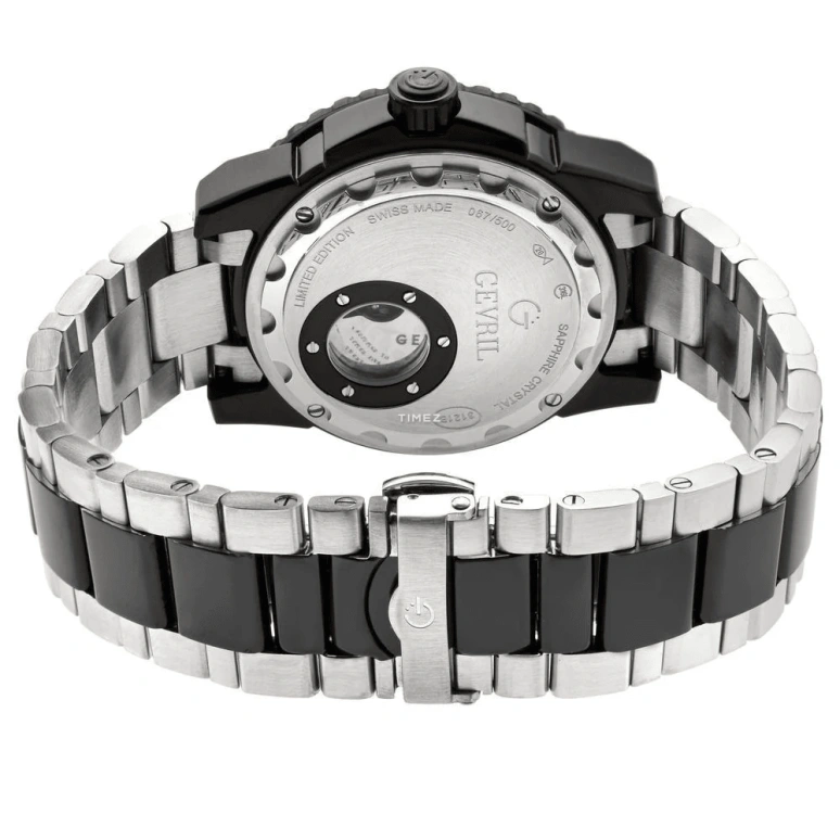Gevril,Seacloud 44mm,44mm,Stainless Steel,Black,Automatic,Day,Sapphire,Crystal Glass,3121B