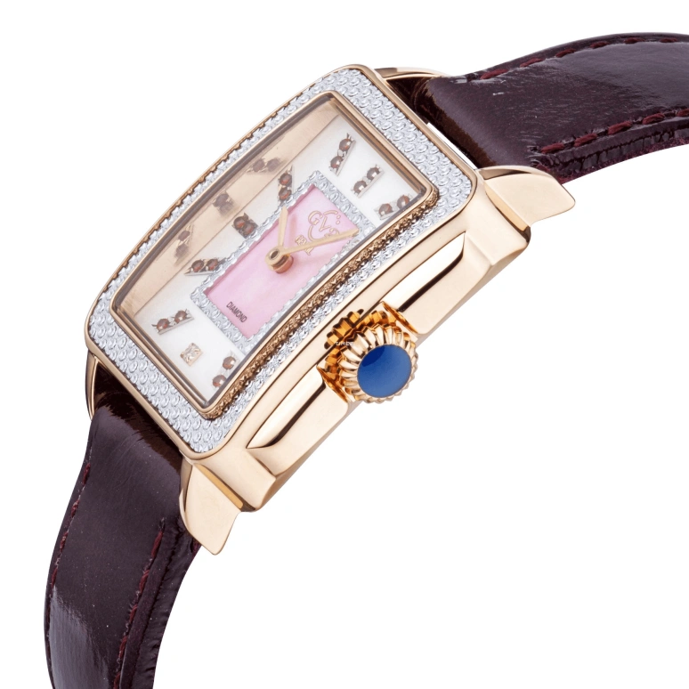 Gevril,Padova 28.50mm,28.50mm,Stainless Steel,Dual,Silver White,Pink,Quartz,Sapphire,Rectangular,12336