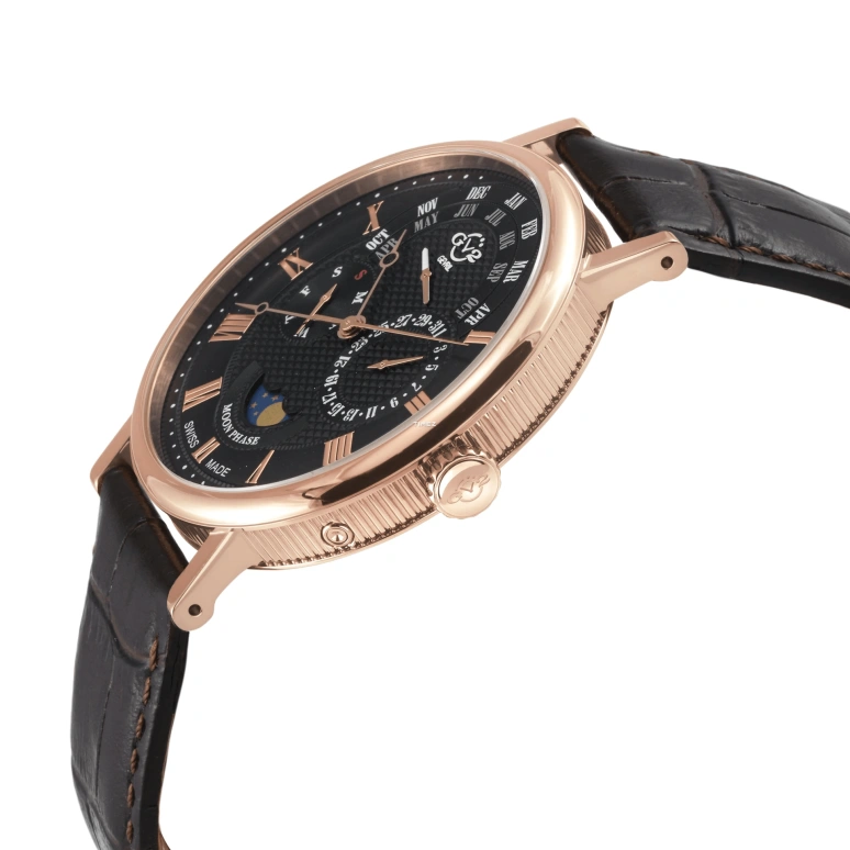 Gevril,Maestro 48mm,48mm,Stainless Steel,Black,Quartz,Moonphase,Month,Date,Day,Sapphire,Round,43604