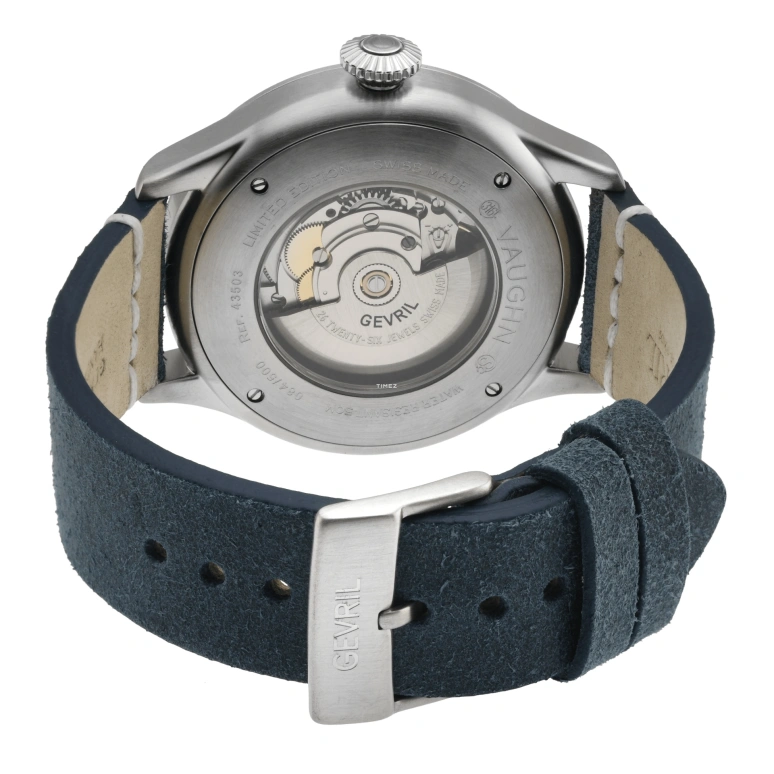 Gevril,Vaughn Pilot 44mm,44mm,Stainless Steel,Blue,Automatic,Day,38hours,43503