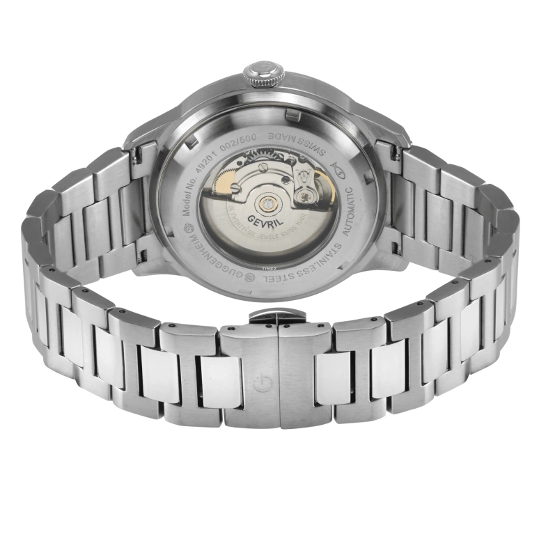 Gevril,Guggenheim 44mm,44mm,Stainless Steel,Blue,Automatic,Day,Sapphire,49201B