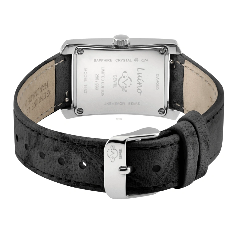 Gevril,Luino 29.50mm,29.50mm,Stainless Steel,Black,Quartz,Sapphire,Rectangular,14601