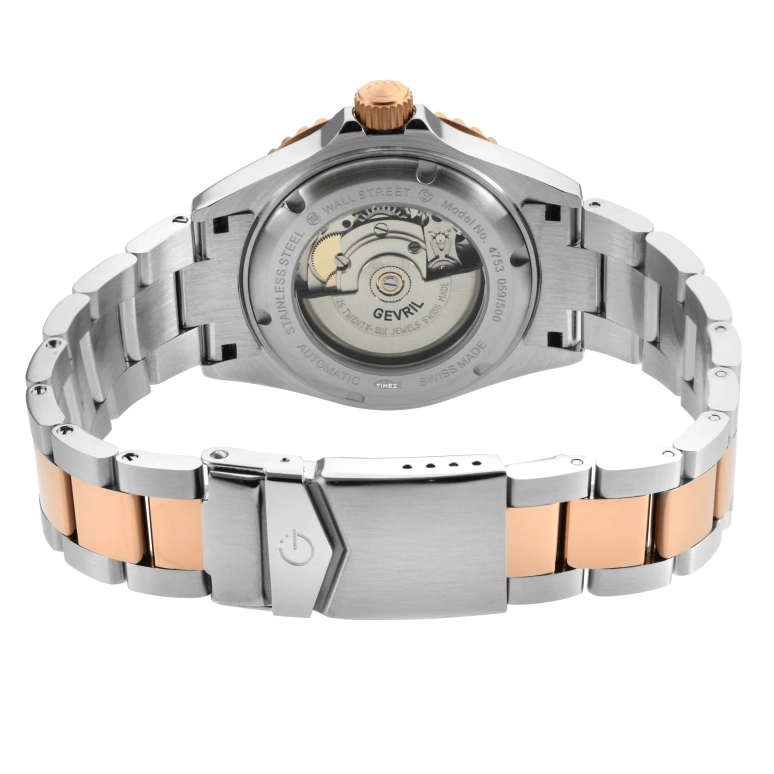 Gevril,Wall Street 39mm,39mm,Stainless Steel,Brown,Automatic,Day,38hours,4753B