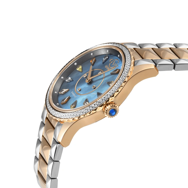 Gevril,Siena 36mm,36mm,Rose Gold,Blue,Quartz,Sapphire,Round,11735B